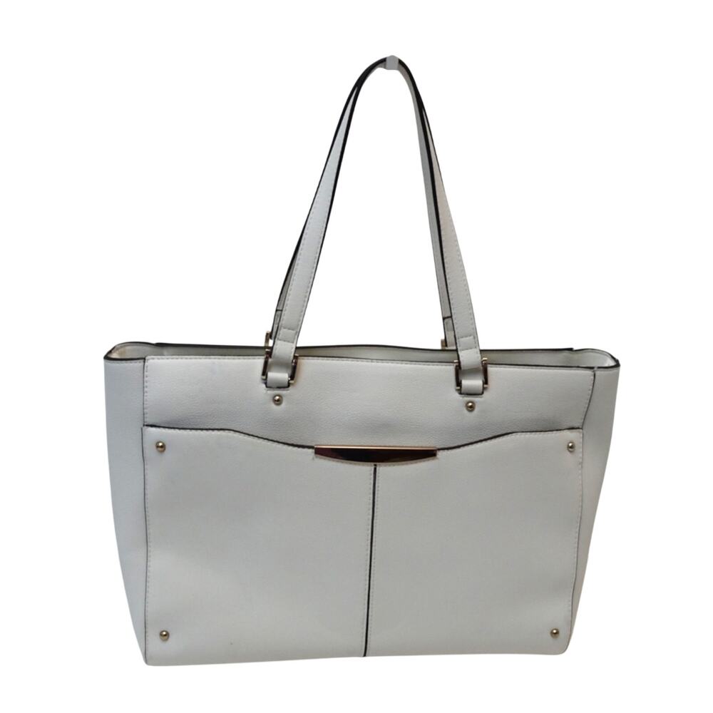 Ann Taylor White Shoulder Bag with Gold Hardware